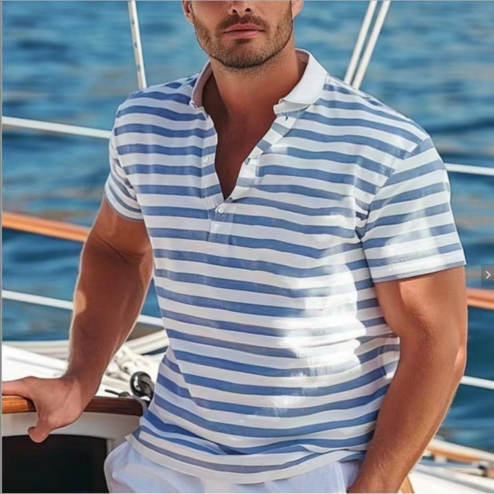 Polo Shirt Striped Casual Top