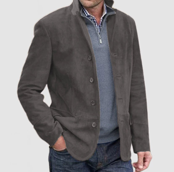 Men's Stand Collar Button-up Coat Casual Blazer