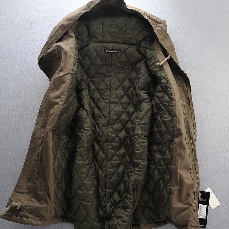 Men's plus size hooded mid-length cotton