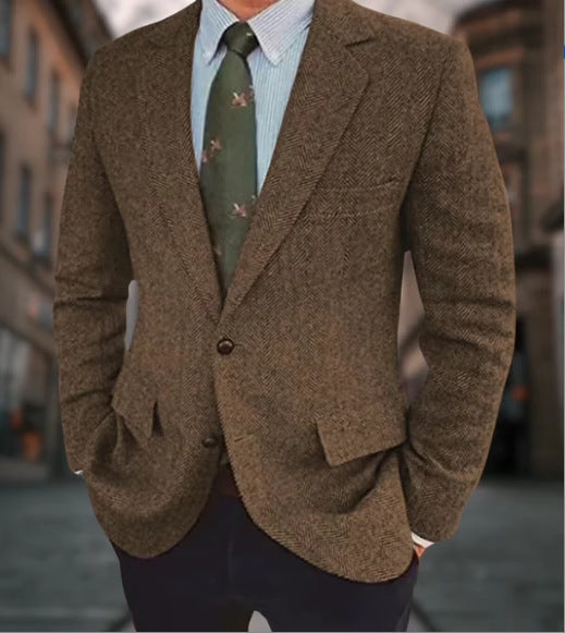 Business Herringbone Suit Jacket