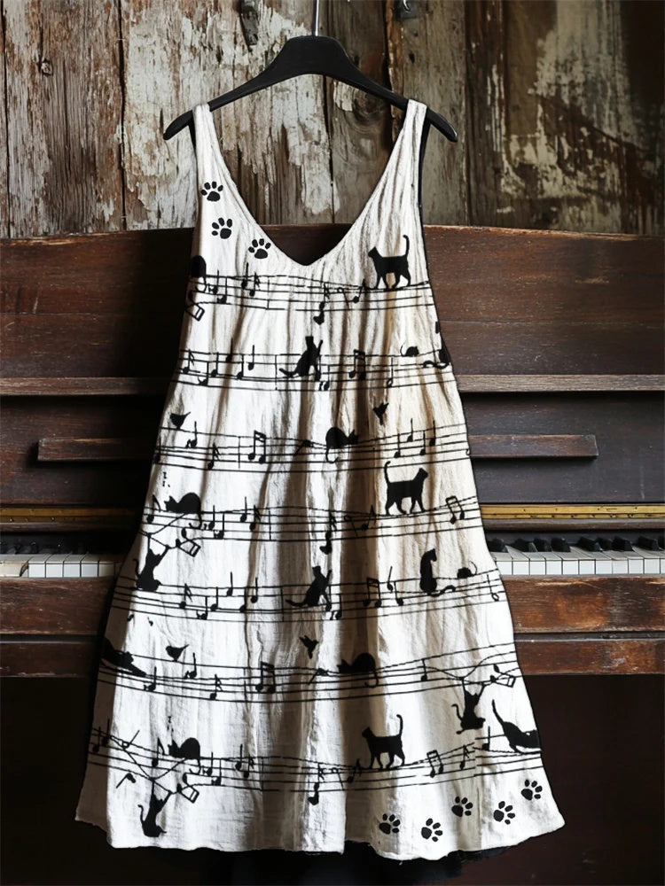 Sleeveless Round Neck 3D Printed Dress