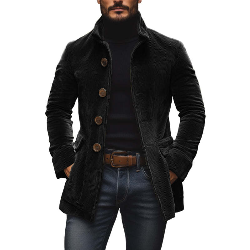 Men's Stand Collar Button-up Coat Casual Blazer