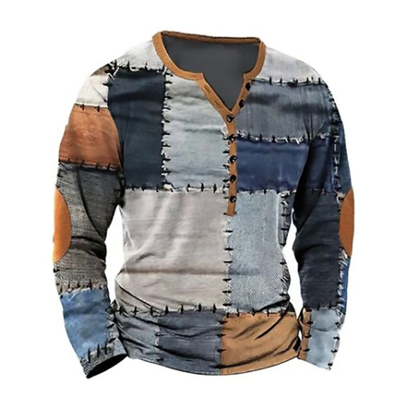 Button 3D Digital Printed Ethnic Pattern Printed Top