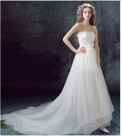 Detachable Skirt Mermaid Tulle Lace Appliques Short Wedding Dress