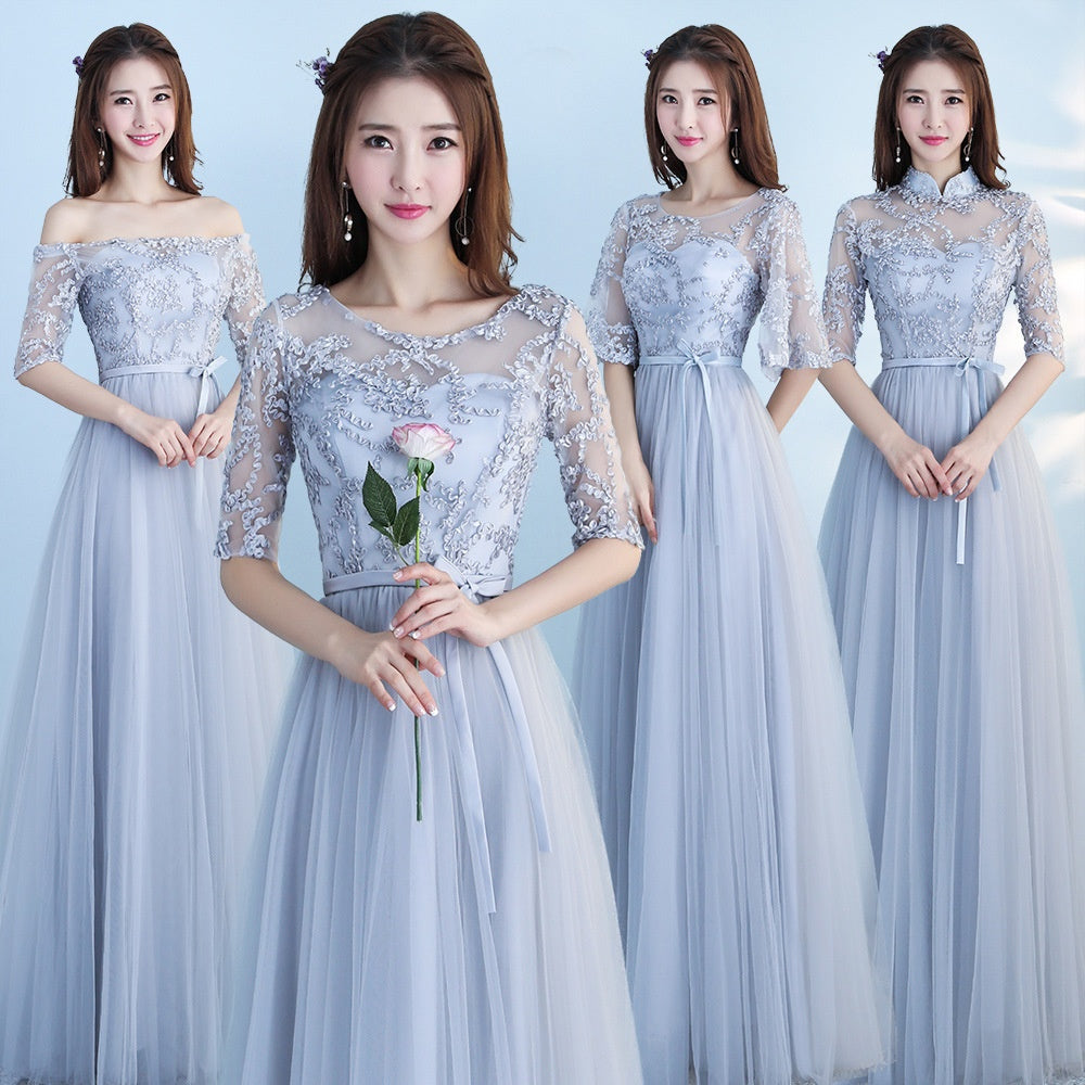 Long Bridesmaid Blue Dress