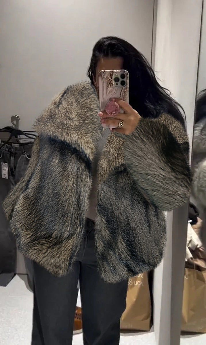 Plush Coat  Fluffy Lapel Jacket