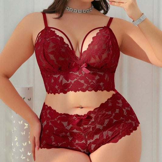 Lace Figure-hugging Bra Set