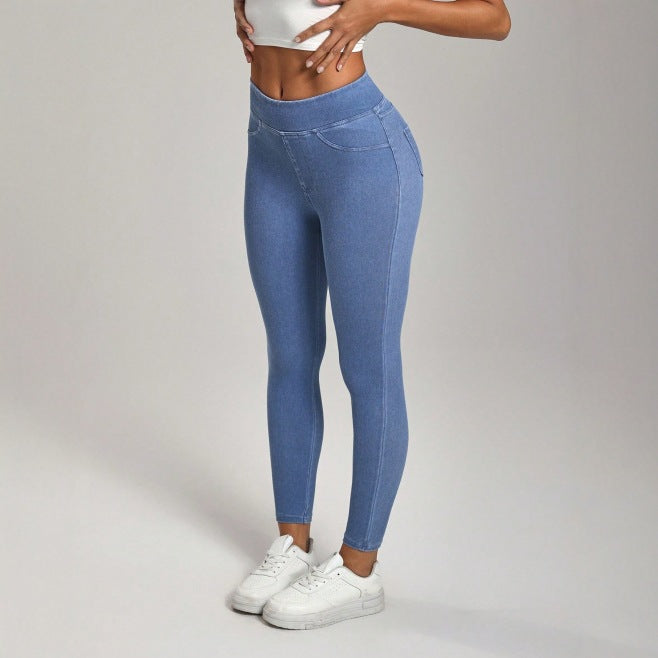 High Waist Slimming Hip Raise Double Pocket  Pants