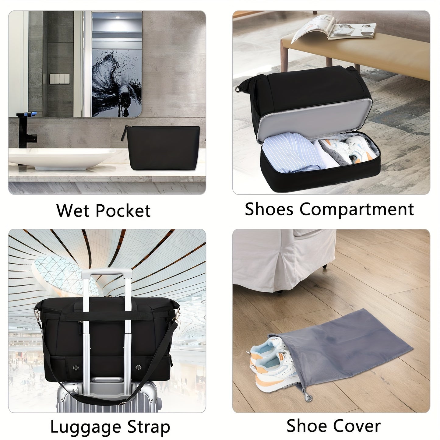 Women's Travel Duffel Bag, Sports Gym Yoga Duffel Bag Weekender Overnight Totes Bag