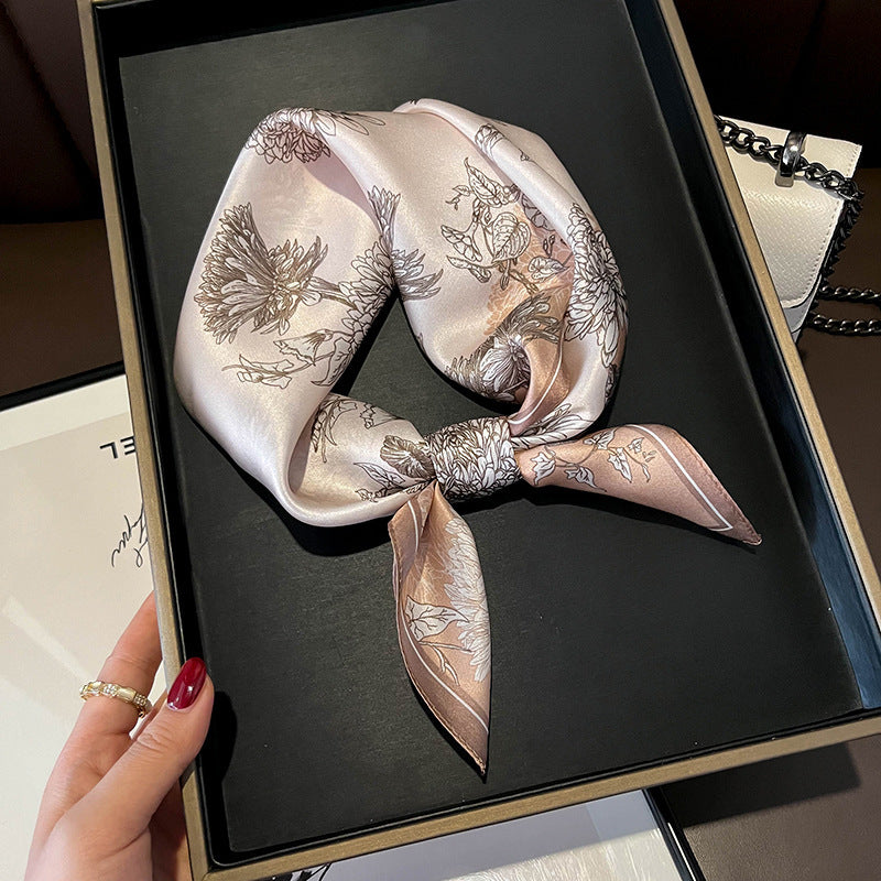 Beige Silk Square Scarf