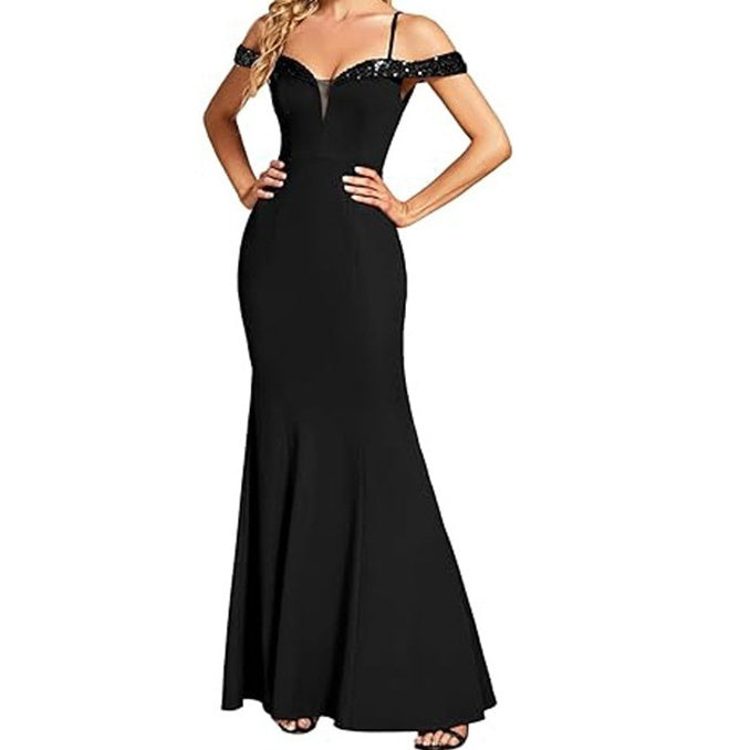 Off-neck Sling Evening Long Dress