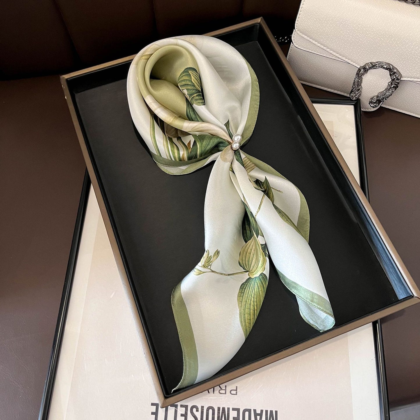 Beige Silk Square Scarf