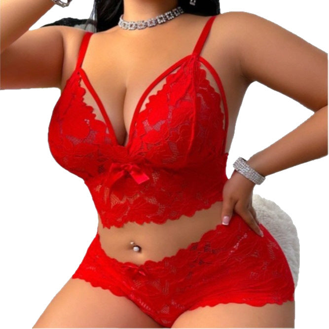 Lace Figure-hugging Bra Set
