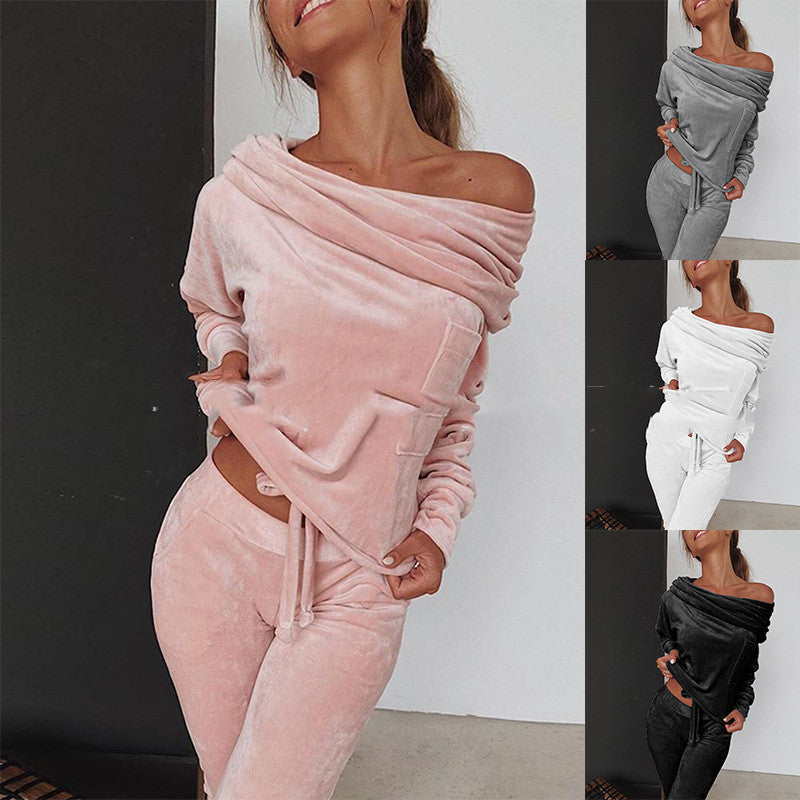 shoulder top + pants two-piece set