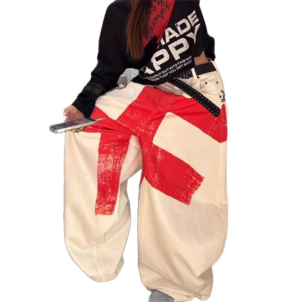 Graffiti Print Wide-leg Pants