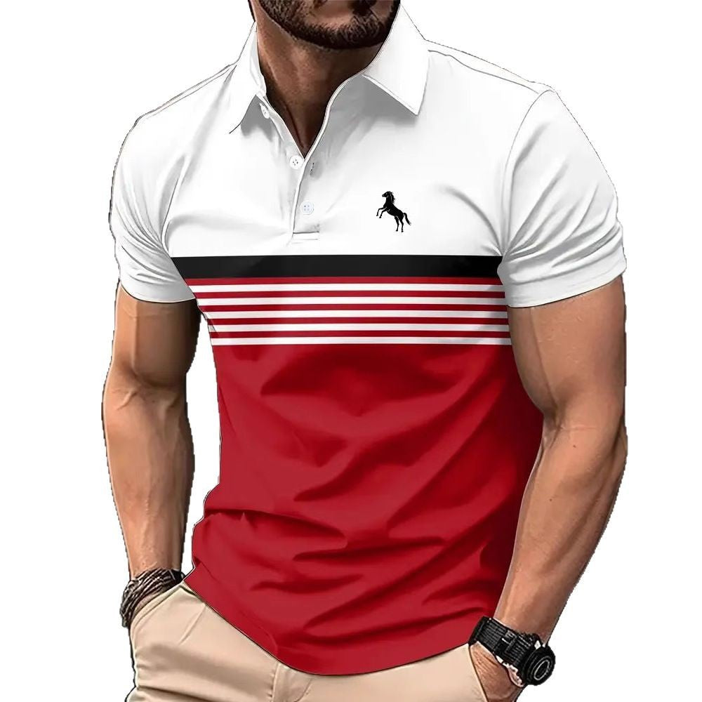 Color Block Design Sports Style Collar Golf Shirt