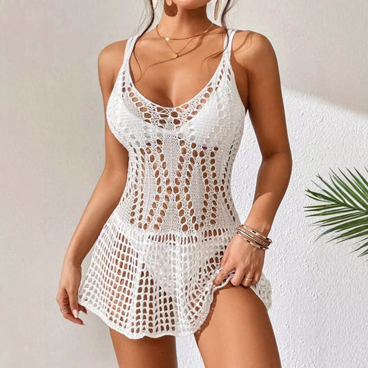 V-neck Pullover Hollow-Out Dress