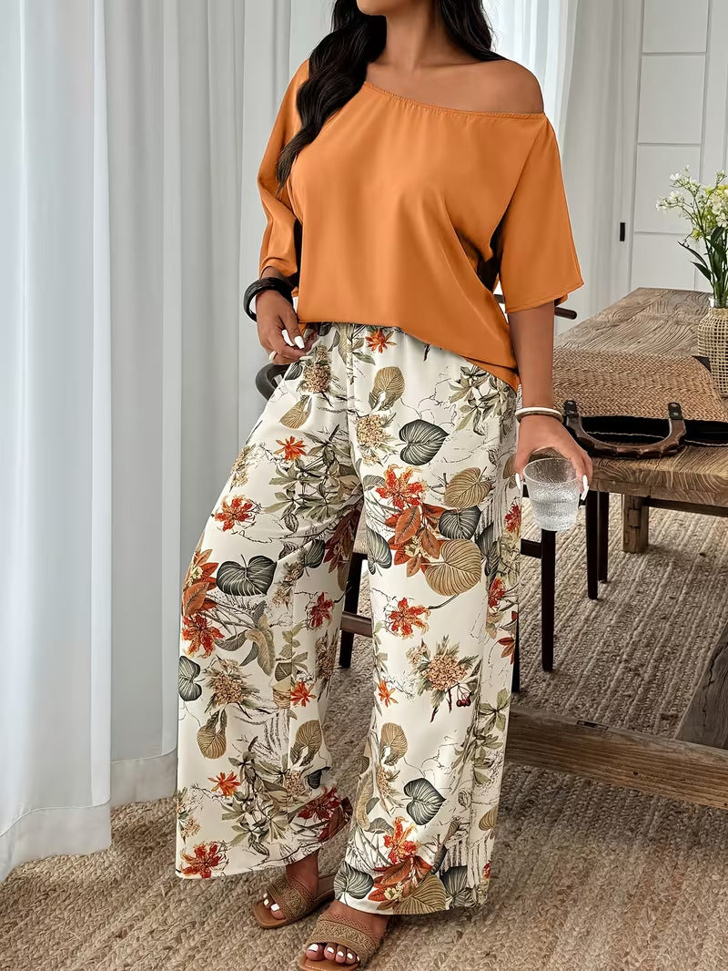 Wide-leg Pants Loose-fitting Two-piece Set