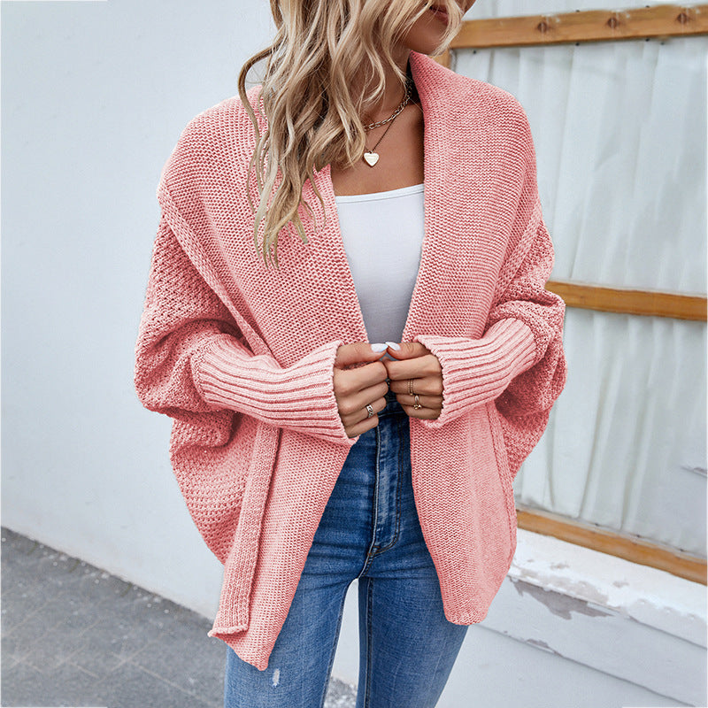 Loose Knitted  Bat Sleeve Cardigan