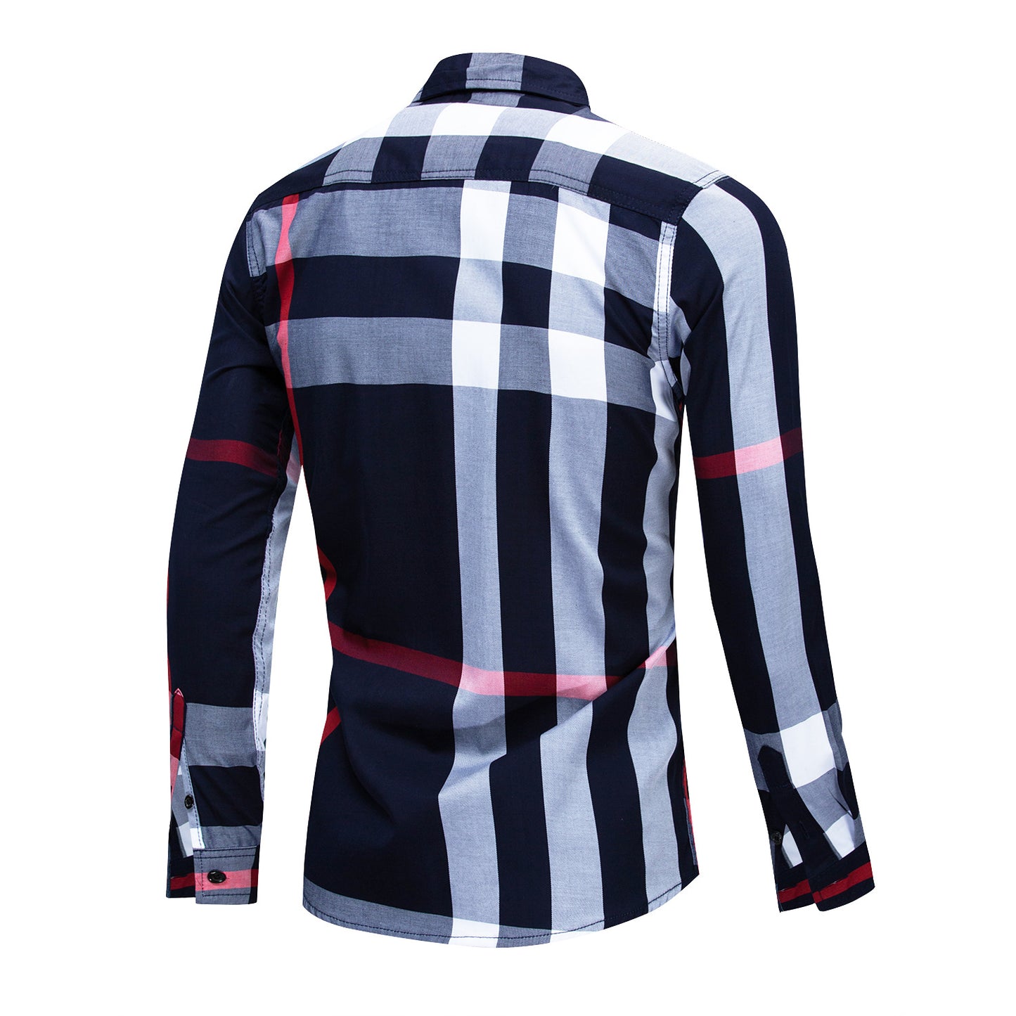 Men's Cotton Long Sleeve Color Plaid Shirt