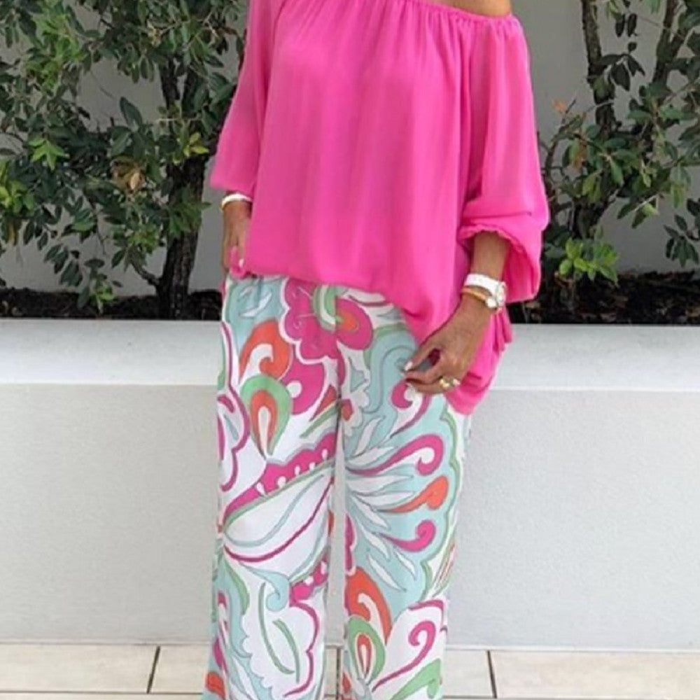 Printed Pants Top Casual Set
