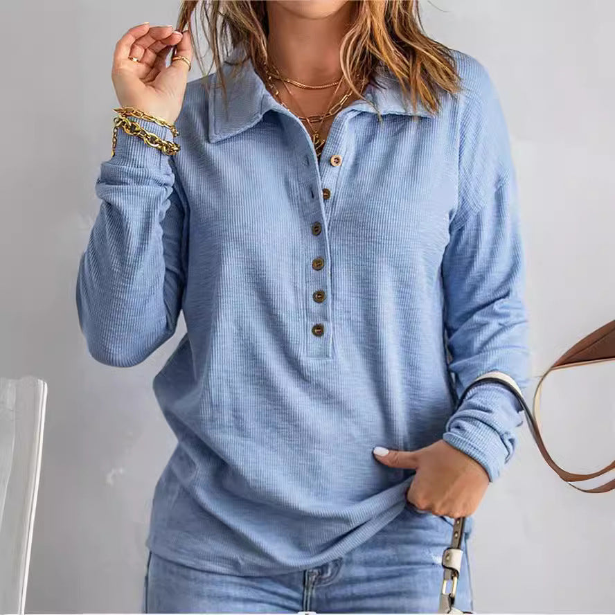 Loose-Fitting Casual Long-Sleeve Top