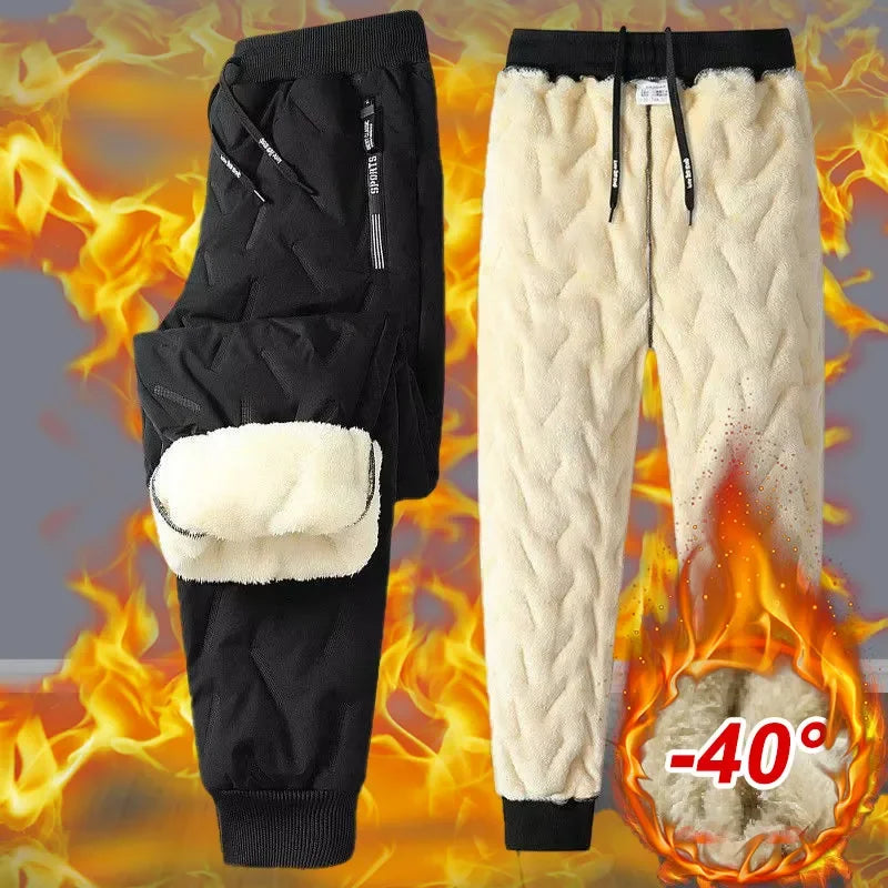 Plush Thick Fleece Sweatpant Lambswool Thermal Trousers Casual Pants Waterproof Windproof