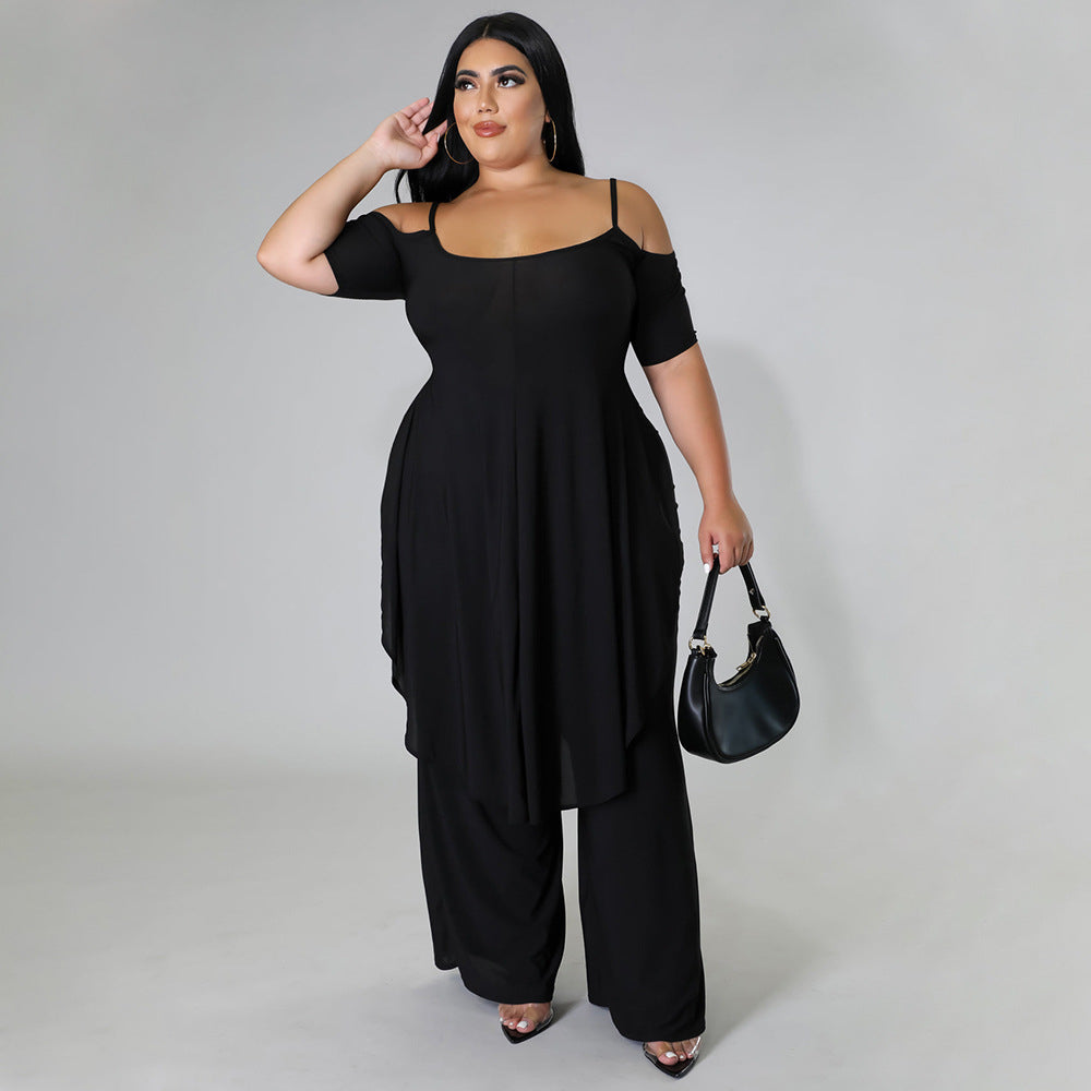 Solid-color Sexy Camisole Two-piece Set