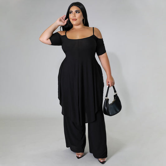 Solid-color Sexy Camisole Two-piece Set