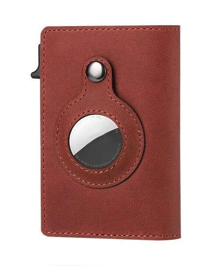 Airtag Wallet Case Genuine Leather Credit Card Holder Magnetic Air Tag Cover
