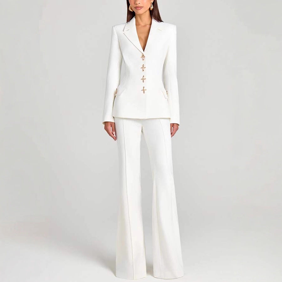 Solid-Colored  Long-Sleeve Blazer
