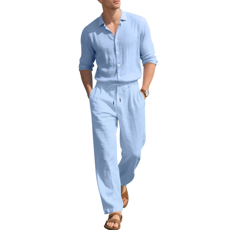 Long Sleeves Shirt And Trousers Two-piece Set