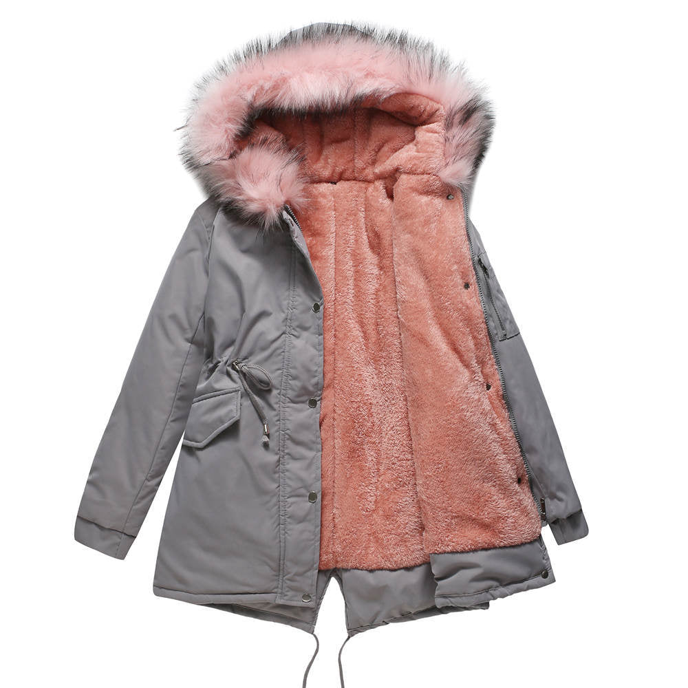 Cotton-padded Coat Mid-length Hooded