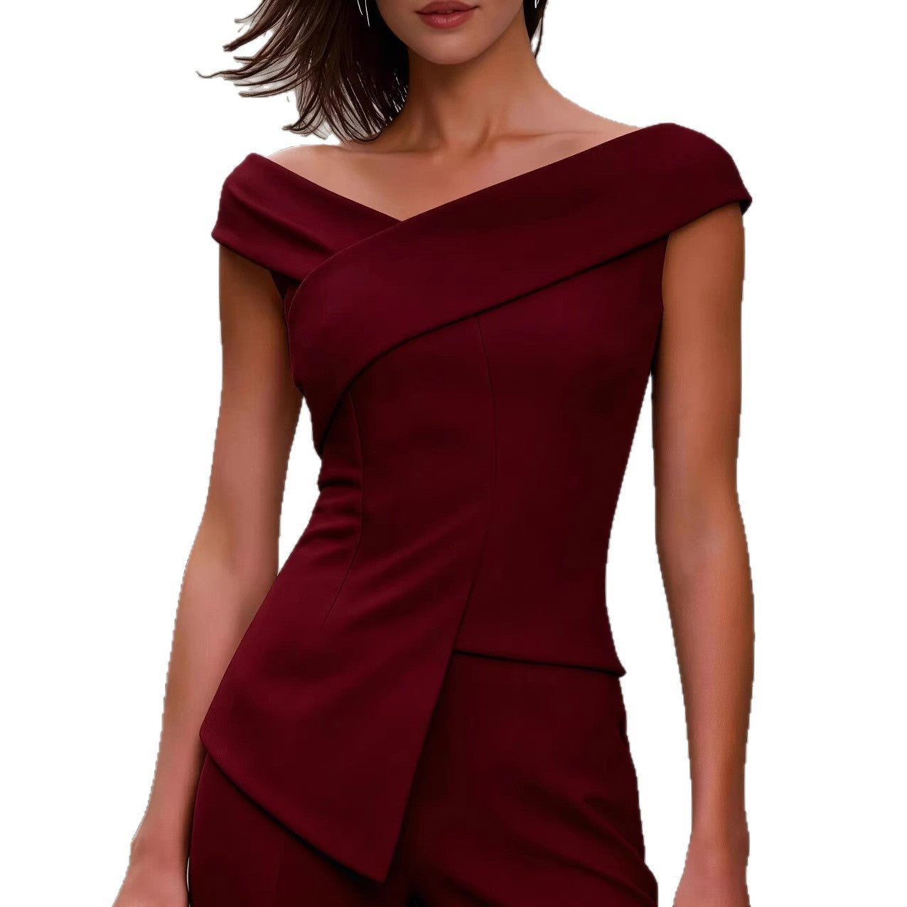 Off-Shoulder Cross V-Neck Asymmetrical Top