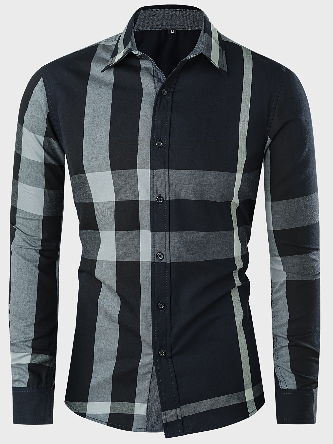Men's Cotton Long Sleeve Color Plaid Shirt