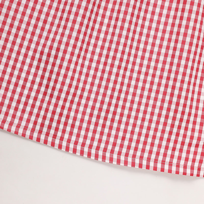 Toddler Kids Girls Back To School Dress Smocked Collar Puff Sleeve Plaid Embroidered Print Dress