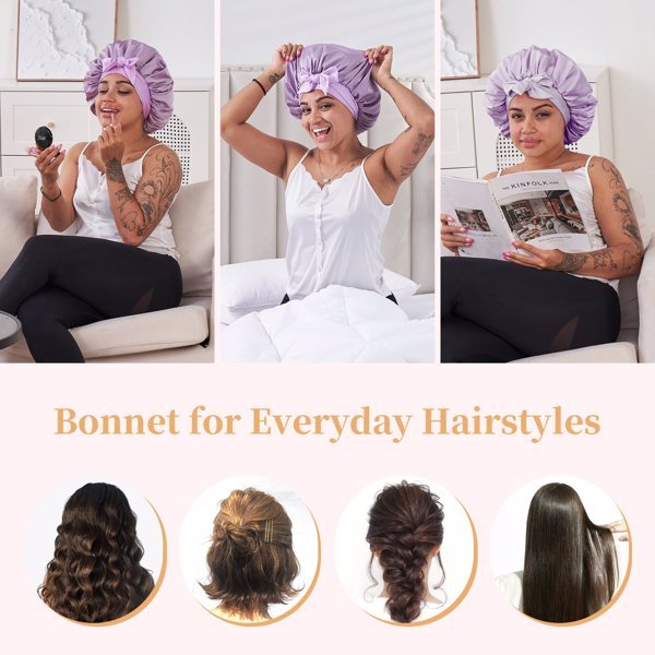 Silk Bonnet For Sleeping Women, Satin Hair Bonnet For Sleeping For Wavy Curly Natural Hair Women Men ,Prohibited From Being Sold On The Amazon Platform