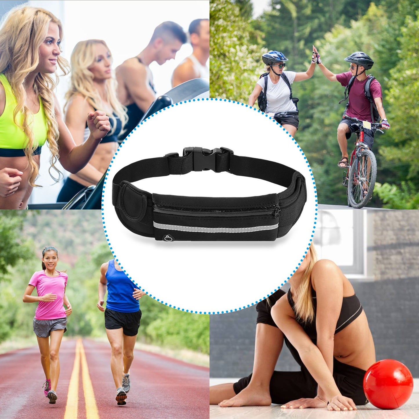 1Pc Sports Waist Bag Running Belt Pack Waterproof Adjustable Waist Pouch