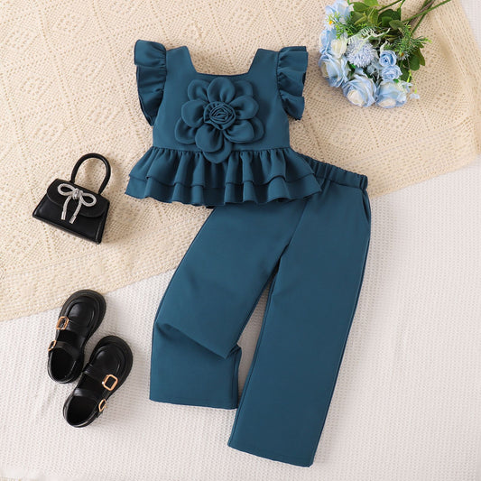 Top And Straight Pants Two-piece Set