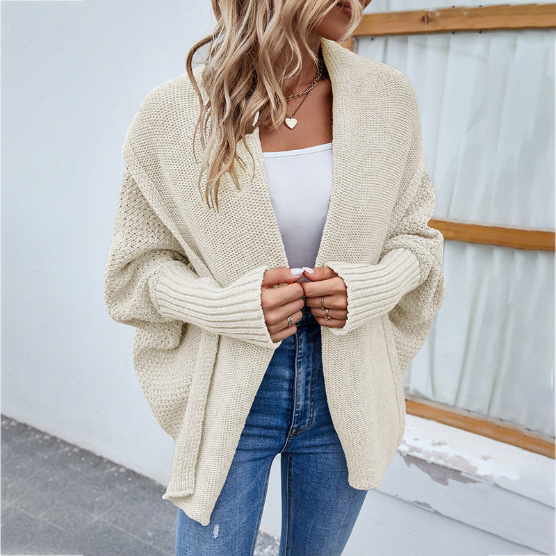 Loose Knitted  Bat Sleeve Cardigan