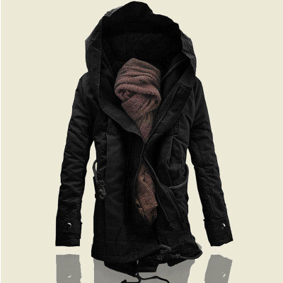 Men's plus size hooded mid-length cotton
