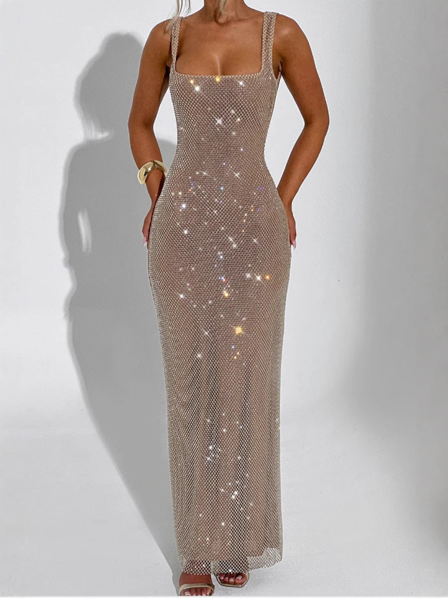 shoulder Strap Sequins  Dress