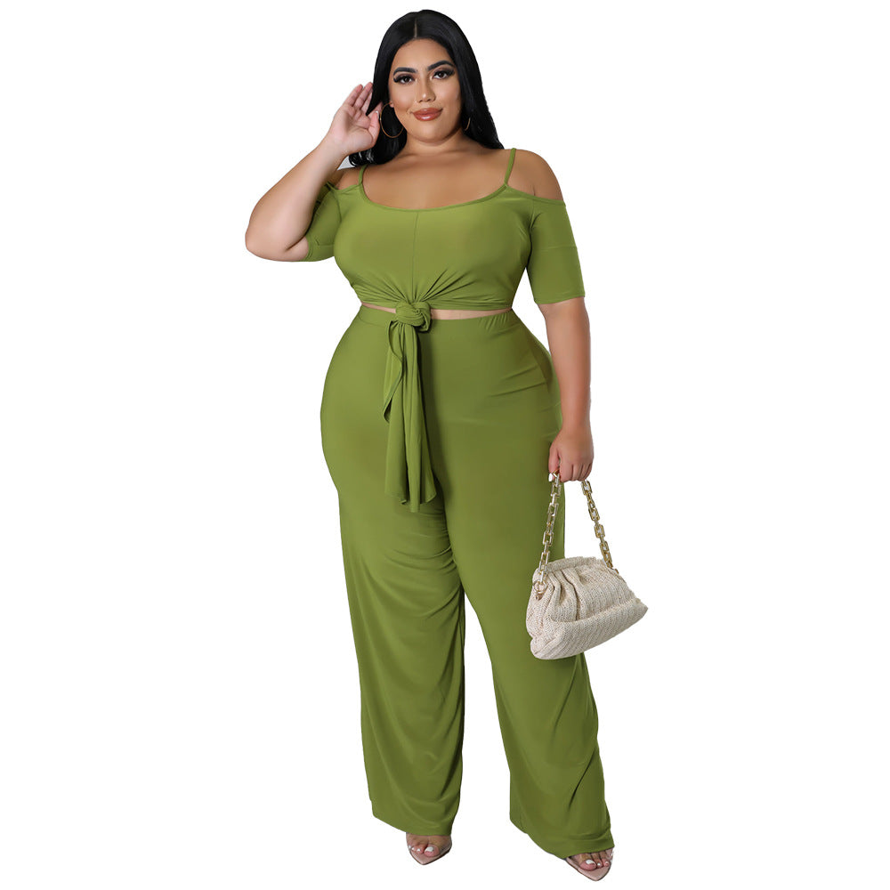 Solid-color Sexy Camisole Two-piece Set