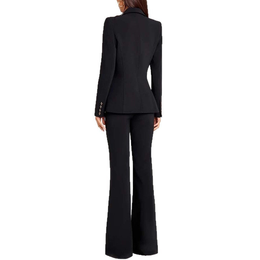 Solid-Colored  Long-Sleeve Blazer