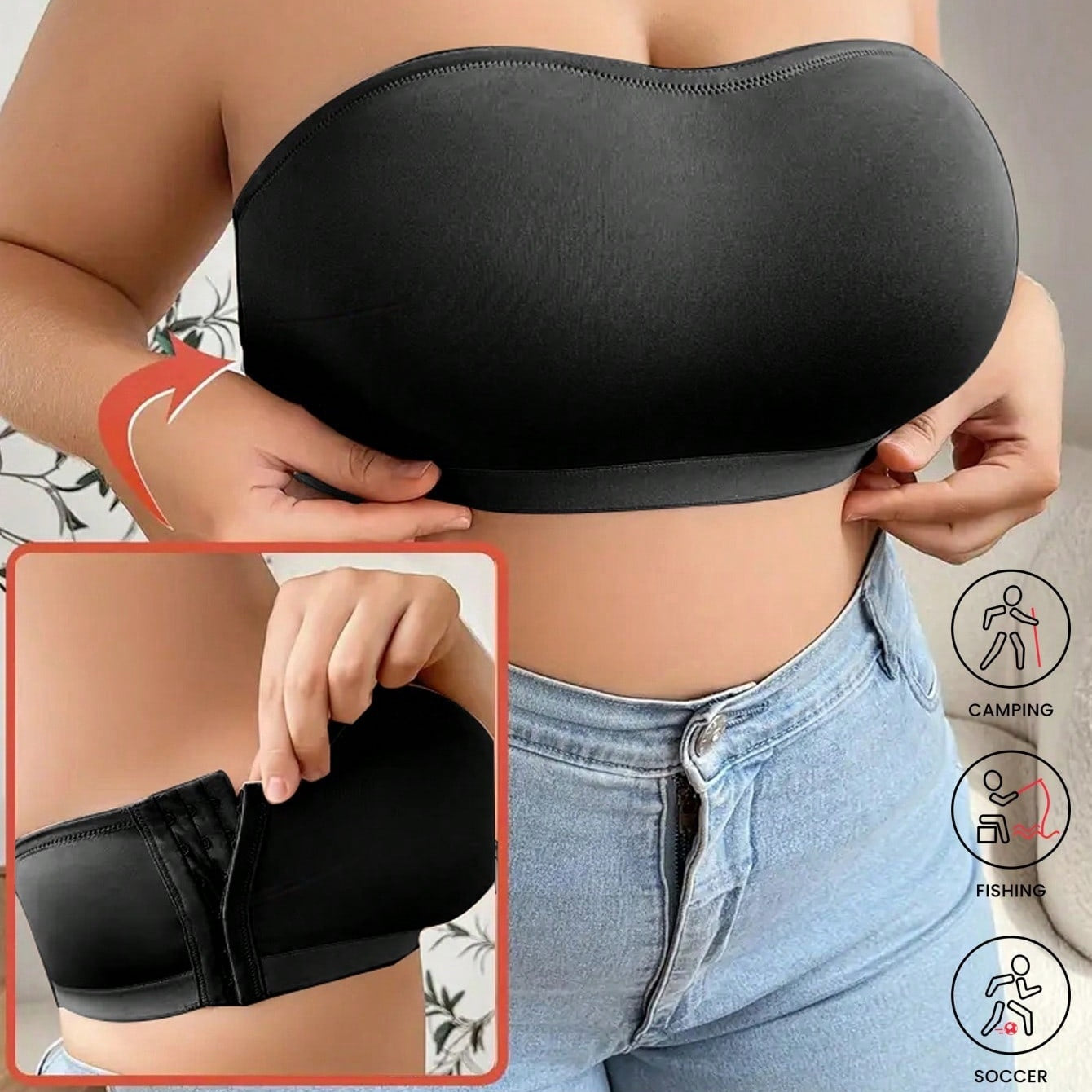 Strapless Side-closure Thin Bralettewire-free And Ultra-comfortable