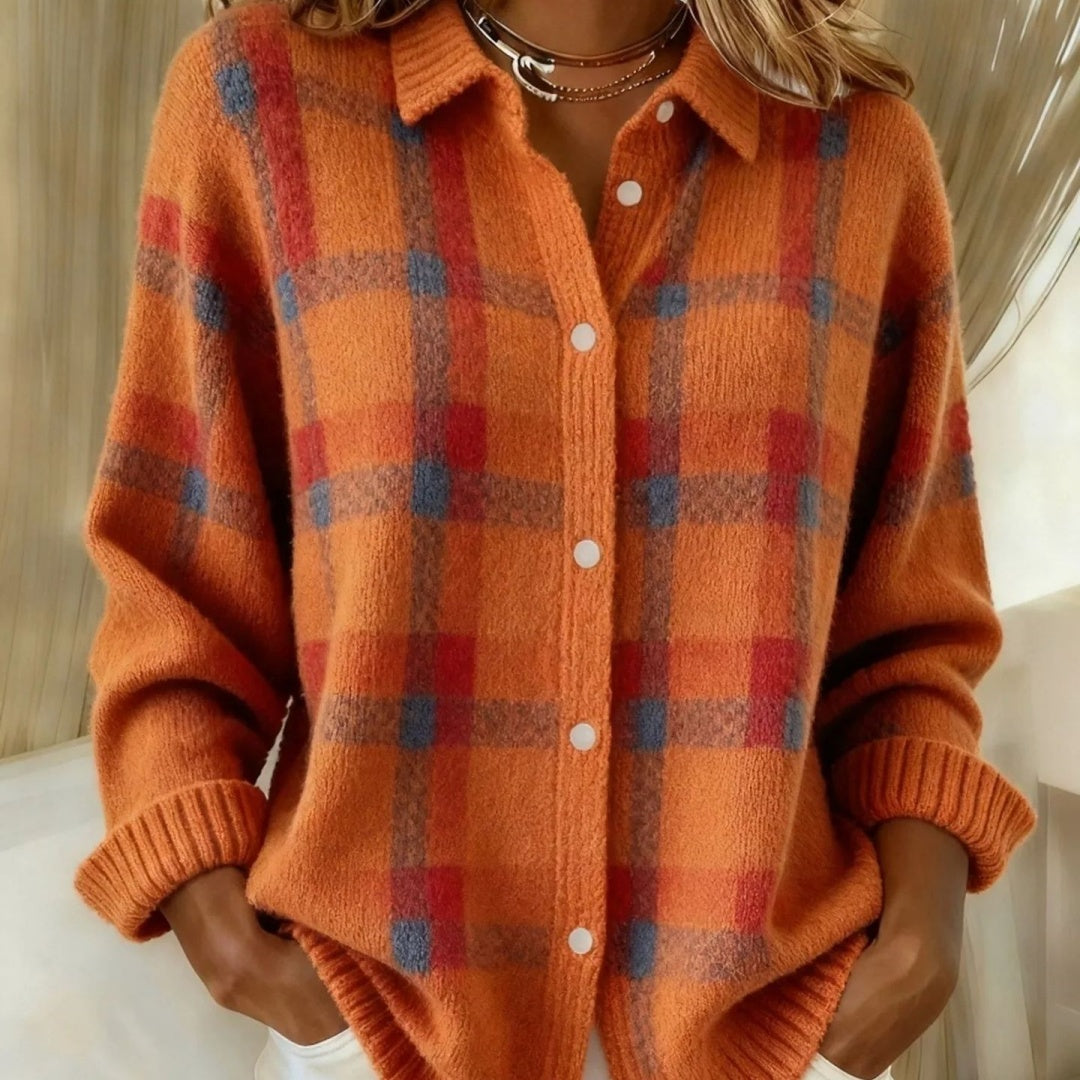 Contrast Plaid Sweater