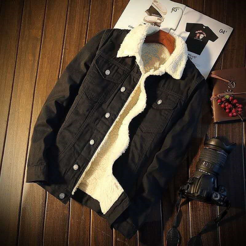 Fleece-lined Denim Coat For Men