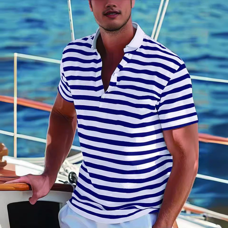Polo Shirt Striped Casual Top