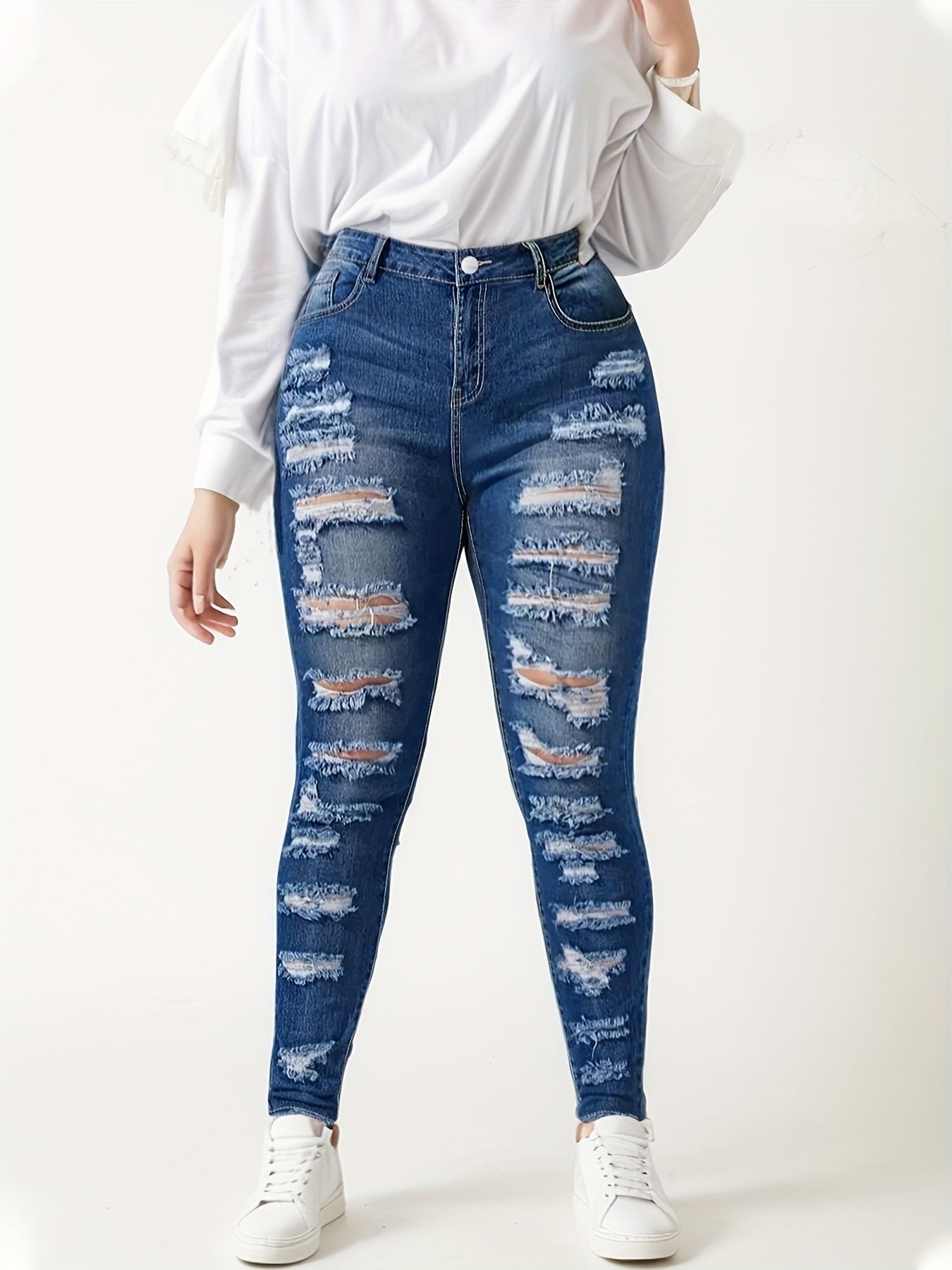 Casual Jeans, Tight Fitting Ripped Jeans, High Waisted Jeans