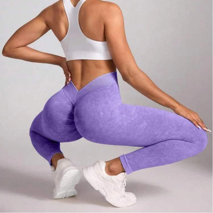 Threaded Yoga Pants With A High Waist For Lifting The Hips